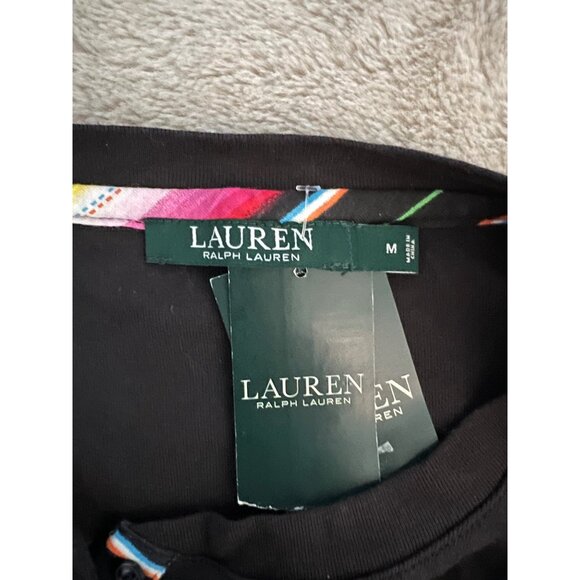 Lauren Ralph Lauren Black Henley Long Sleeve Shirt Womens M Cotton Blend - Picture 5 of 11